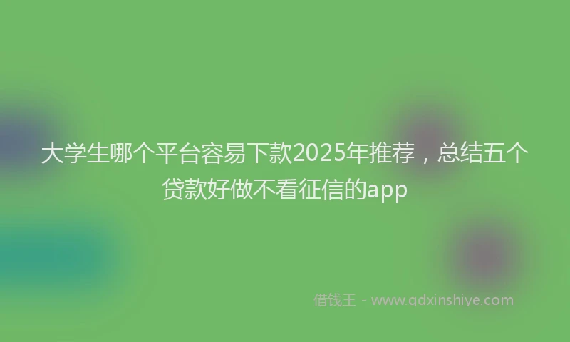 大学生哪个平台容易下款2025年推荐，总结五个贷款好做不看征信的app