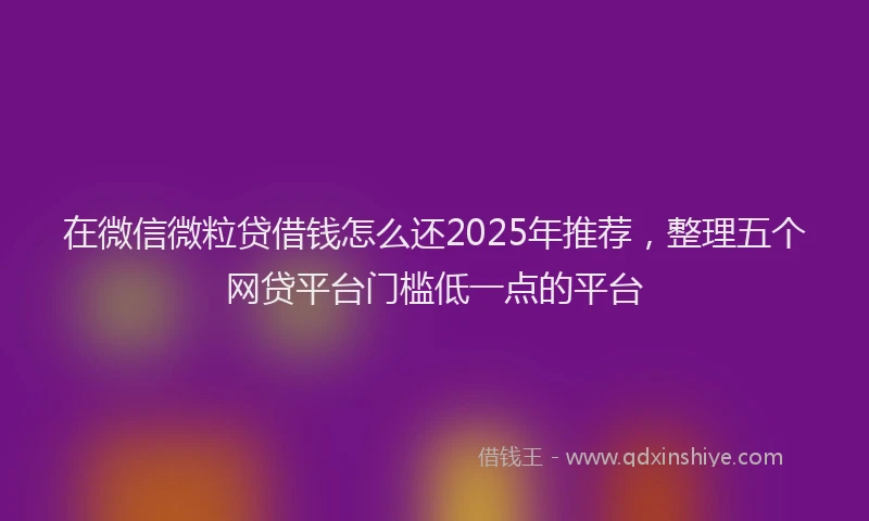 在微信微粒贷借钱怎么还2025年推荐，整理五个网贷平台门槛低一点的平台