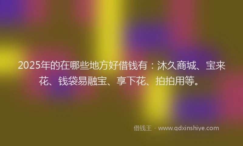 2025年的在哪些地方好借钱有：沐久商城、宝来花、钱袋易融宝、享下花、拍拍用等。