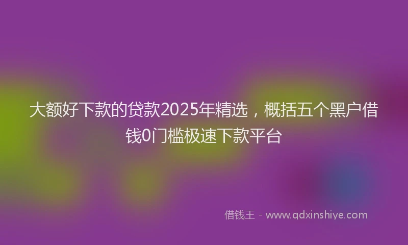 大额好下款的贷款2025年精选，概括五个黑户借钱0门槛极速下款平台