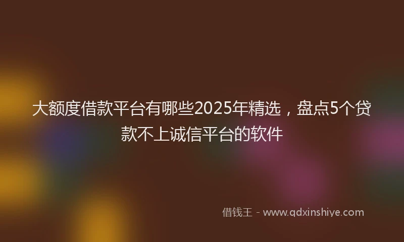 大额度借款平台有哪些2025年精选，盘点5个贷款不上诚信平台的软件