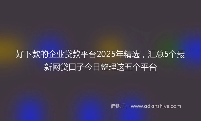 好下款的企业贷款平台2025年精选，汇总5个最新网贷口子今日整理这五个平台