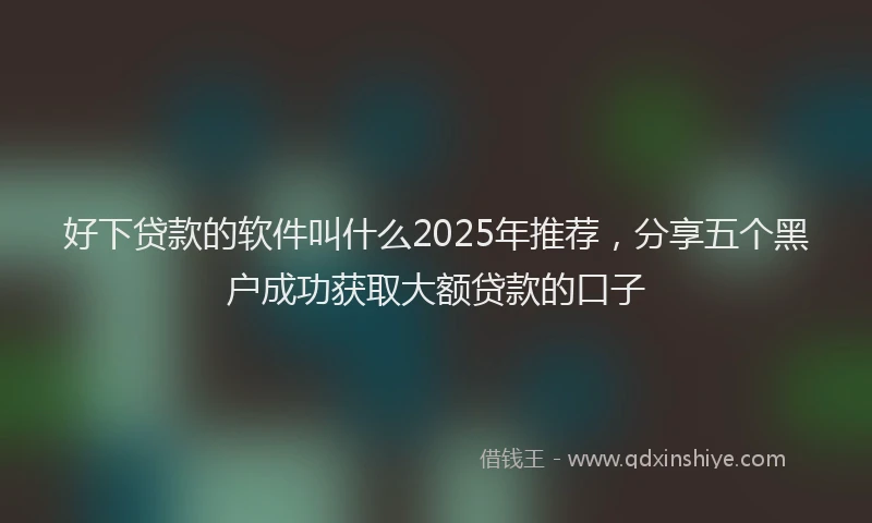 好下贷款的软件叫什么2025年推荐，分享五个黑户成功获取大额贷款的口子