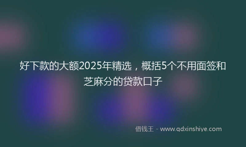 好下款的大额2025年精选，概括5个不用面签和芝麻分的贷款口子