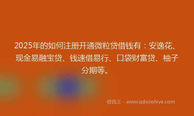 2025年的如何注册开通微粒贷借钱有：安逸花、现金易融宝贷、钱速借易行、口袋财富贷、柚子分期等。