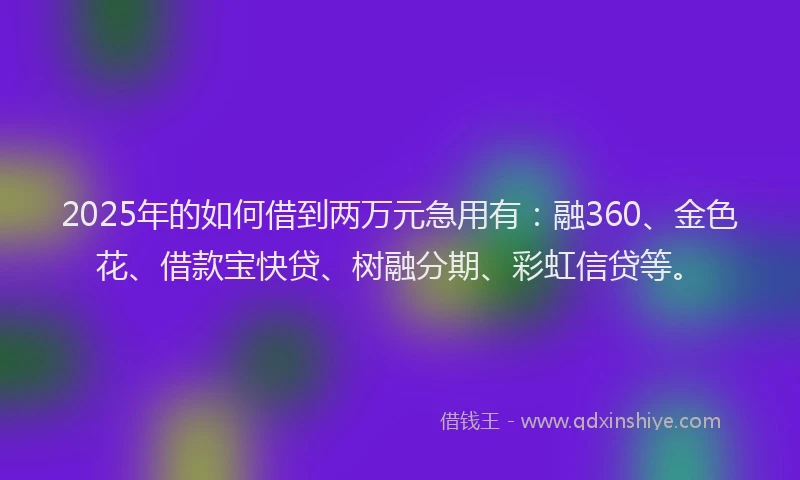 2025年的如何借到两万元急用有：融360、金色花、借款宝快贷、树融分期、彩虹信贷等。