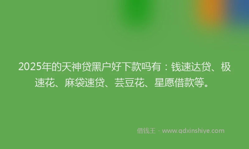 2025年的天神贷黑户好下款吗有：钱速达贷、极速花、麻袋速贷、芸豆花、星愿借款等。