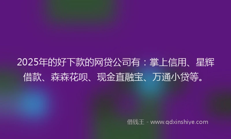 2025年的好下款的网贷公司有：掌上信用、星辉借款、森森花呗、现金直融宝、万通小贷等。
