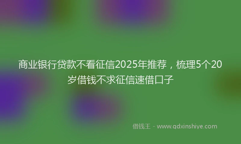 商业银行贷款不看征信2025年推荐，梳理5个20岁借钱不求征信速借口子