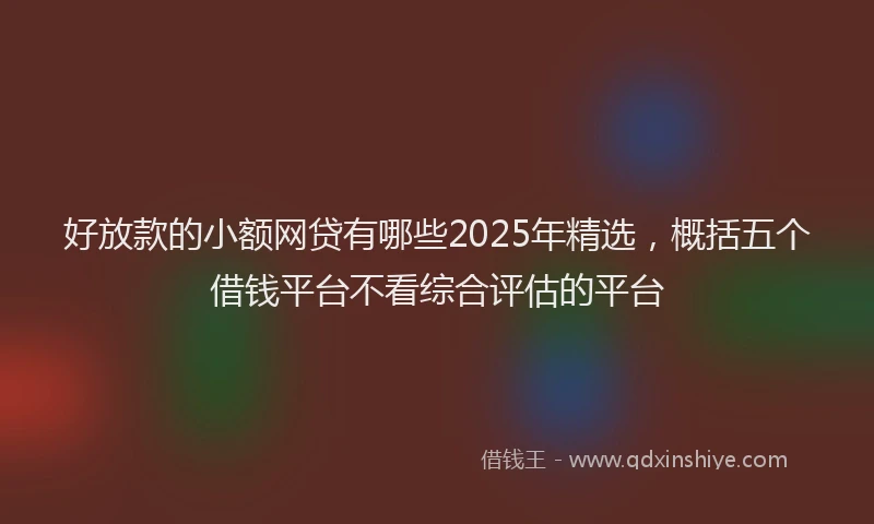好放款的小额网贷有哪些2025年精选，概括五个借钱平台不看综合评估的平台