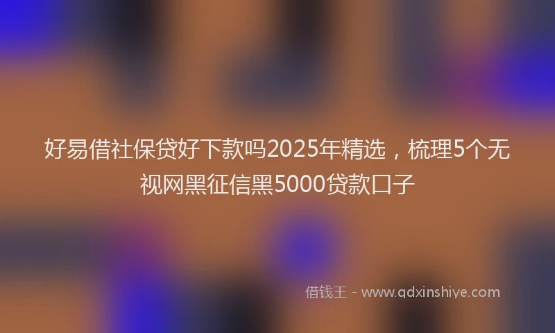 好易借社保贷好下款吗2025年精选，梳理5个无视网黑征信黑5000贷款口子