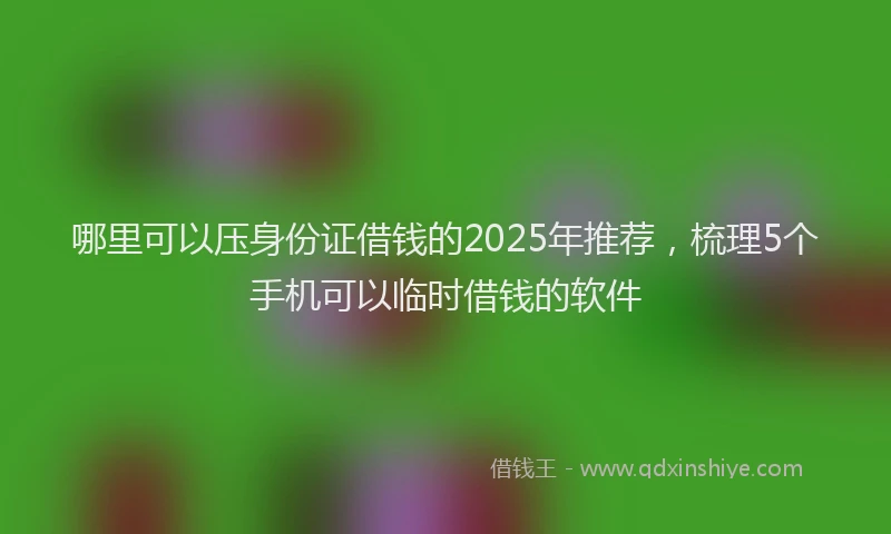 哪里可以压身份证借钱的2025年推荐，梳理5个手机可以临时借钱的软件