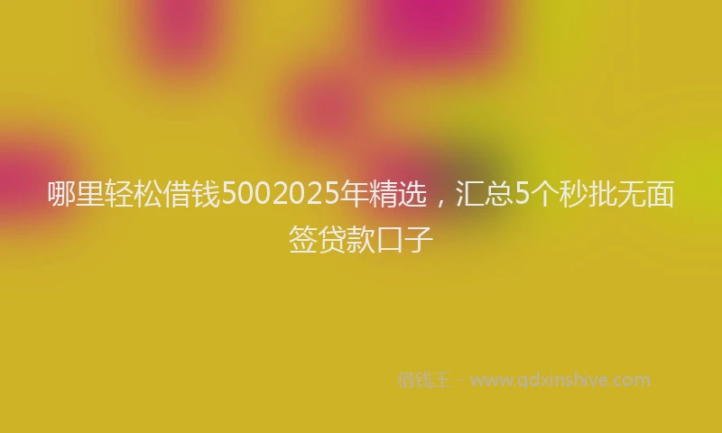 哪里轻松借钱5002025年精选，汇总5个秒批无面签贷款口子