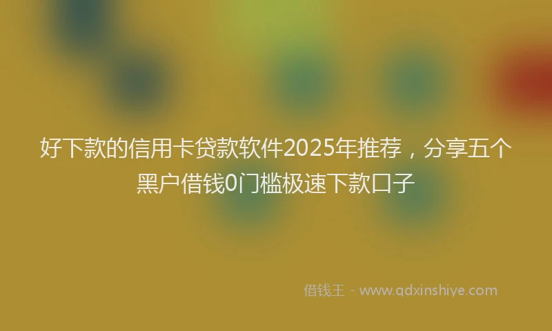 好下款的信用卡贷款软件2025年推荐，分享五个黑户借钱0门槛极速下款口子
