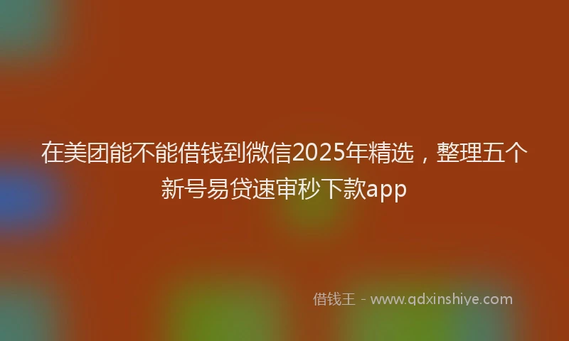 在美团能不能借钱到微信2025年精选，整理五个新号易贷速审秒下款app