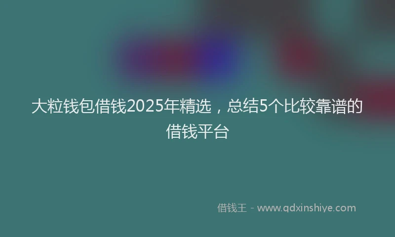 大粒钱包借钱2025年精选，总结5个比较靠谱的借钱平台