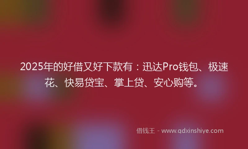 2025年的好借又好下款有：迅达Pro钱包、极速花、快易贷宝、掌上贷、安心购等。