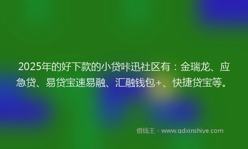 2025年的好下款的小贷咔迅社区有：金瑞龙、应急贷、易贷宝速易融、汇融钱包+、快捷贷宝等。