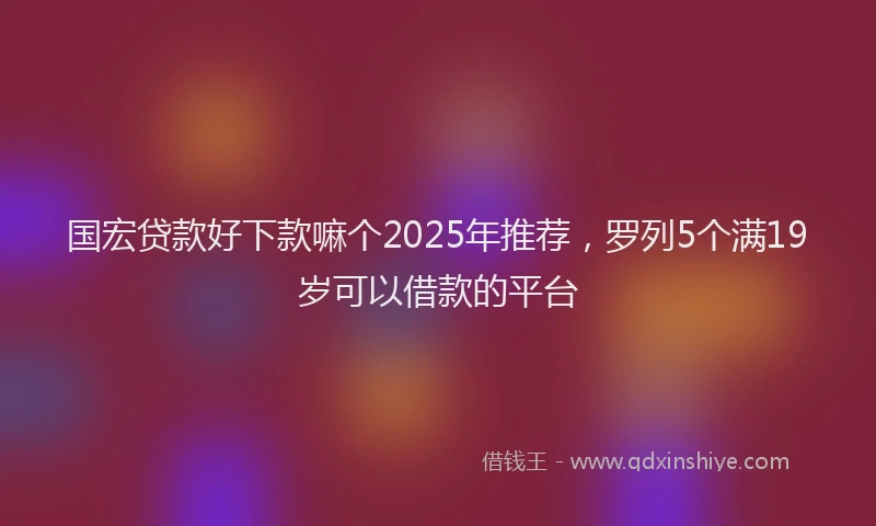 国宏贷款好下款嘛个2025年推荐，罗列5个满19岁可以借款的平台