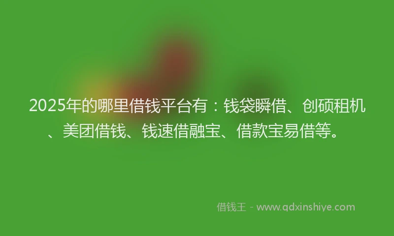 2025年的哪里借钱平台有：钱袋瞬借、创硕租机、美团借钱、钱速借融宝、借款宝易借等。