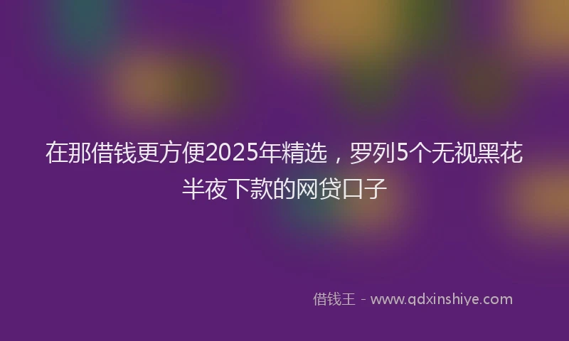 在那借钱更方便2025年精选，罗列5个无视黑花半夜下款的网贷口子