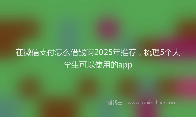 在微信支付怎么借钱啊2025年推荐，梳理5个大学生可以使用的app