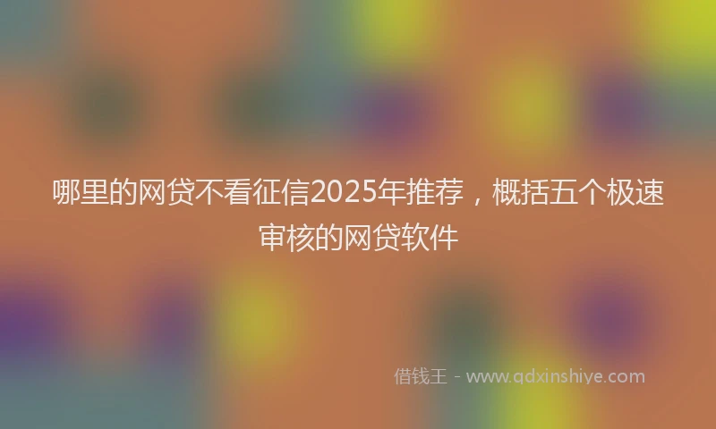 哪里的网贷不看征信2025年推荐，概括五个极速审核的网贷软件