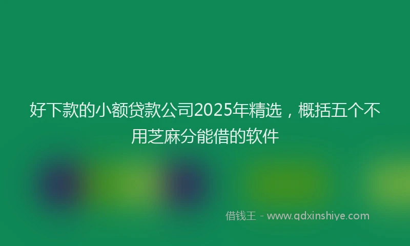 好下款的小额贷款公司2025年精选，概括五个不用芝麻分能借的软件