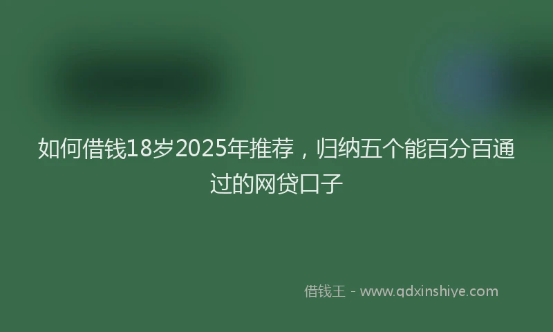 如何借钱18岁2025年推荐，归纳五个能百分百通过的网贷口子