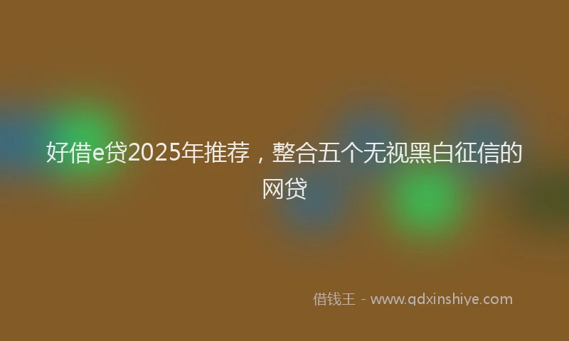 好借e贷2025年推荐，整合五个无视黑白征信的网贷