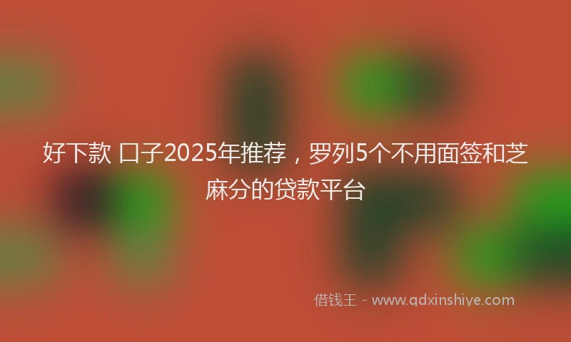 好下款 口子2025年推荐，罗列5个不用面签和芝麻分的贷款平台