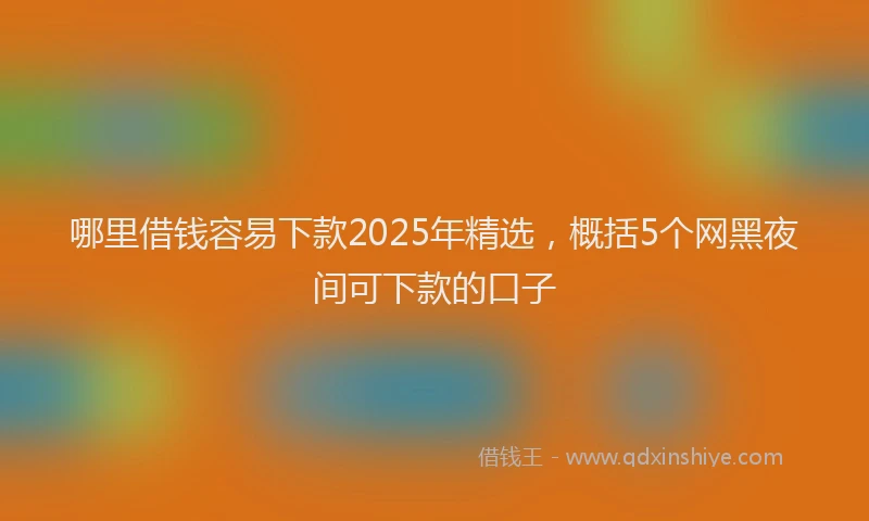 哪里借钱容易下款2025年精选，概括5个网黑夜间可下款的口子