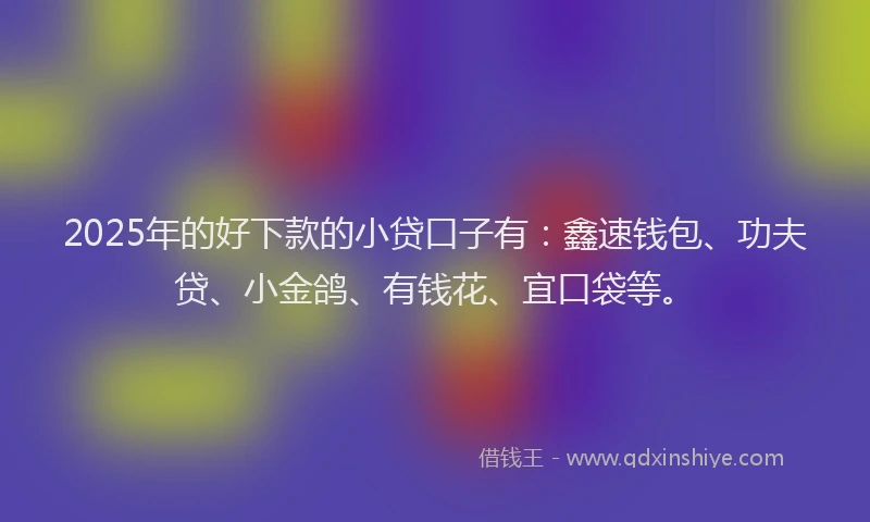 2025年的好下款的小贷口子有：鑫速钱包、功夫贷、小金鸽、有钱花、宜口袋等。