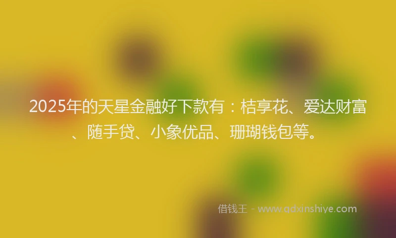 2025年的天星金融好下款有：桔享花、爱达财富、随手贷、小象优品、珊瑚钱包等。