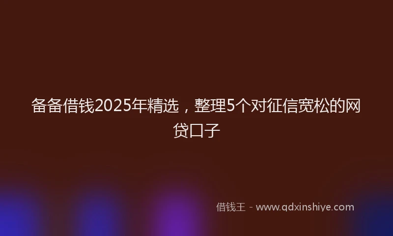 备备借钱2025年精选，整理5个对征信宽松的网贷口子