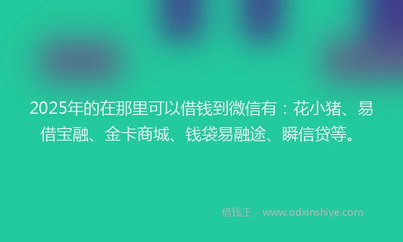 2025年的在那里可以借钱到微信有：花小猪、易借宝融、金卡商城、钱袋易融途、瞬信贷等。