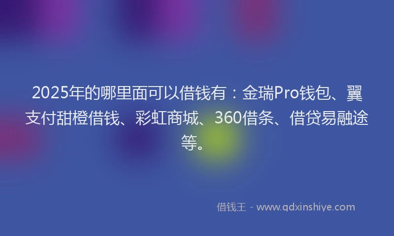 2025年的哪里面可以借钱有：金瑞Pro钱包、翼支付甜橙借钱、彩虹商城、360借条、借贷易融途等。