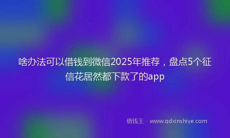 啥办法可以借钱到微信2025年推荐，盘点5个征信花居然都下款了的app