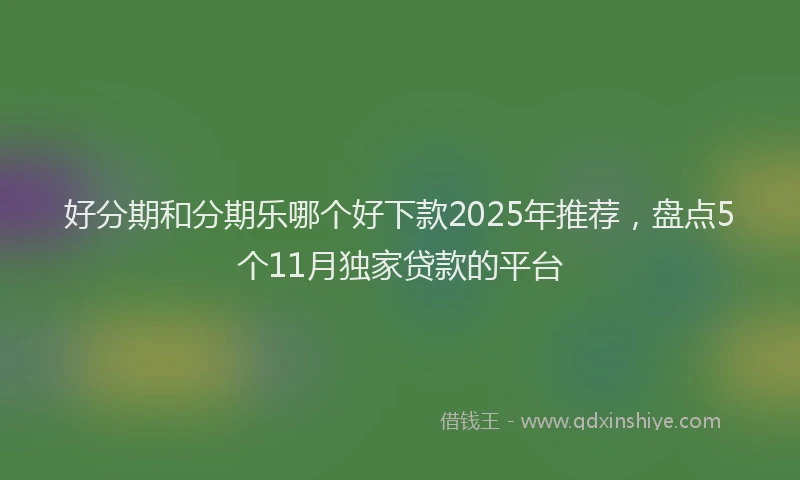 好分期和分期乐哪个好下款2025年推荐，盘点5个11月独家贷款的平台