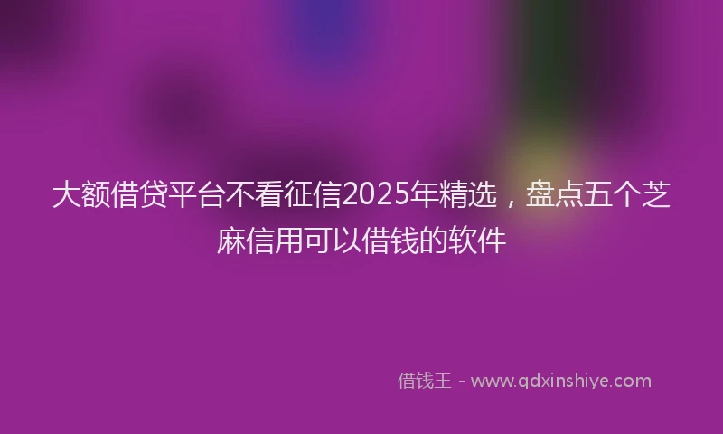 大额借贷平台不看征信2025年精选，盘点五个芝麻信用可以借钱的软件