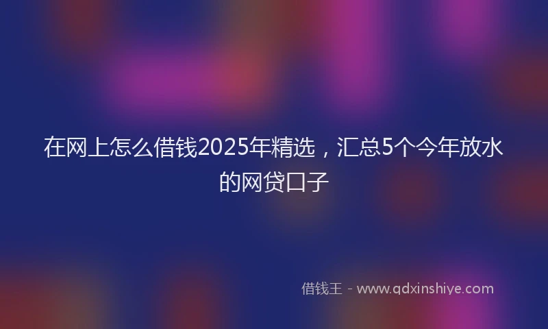 在网上怎么借钱2025年精选，汇总5个今年放水的网贷口子