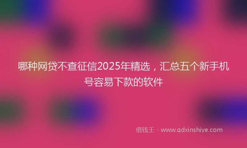 哪种网贷不查征信2025年精选，汇总五个新手机号容易下款的软件