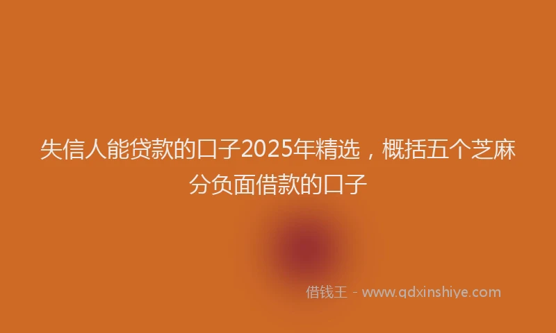 失信人能贷款的口子2025年精选，概括五个芝麻分负面借款的口子