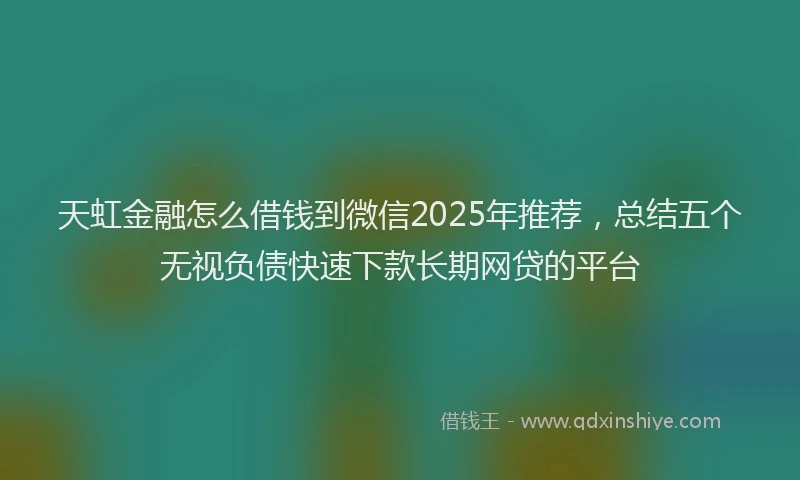 天虹金融怎么借钱到微信2025年推荐，总结五个无视负债快速下款长期网贷的平台