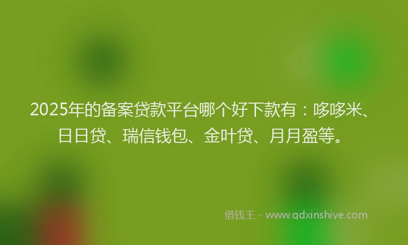 2025年的备案贷款平台哪个好下款有：哆哆米、日日贷、瑞信钱包、金叶贷、月月盈等。