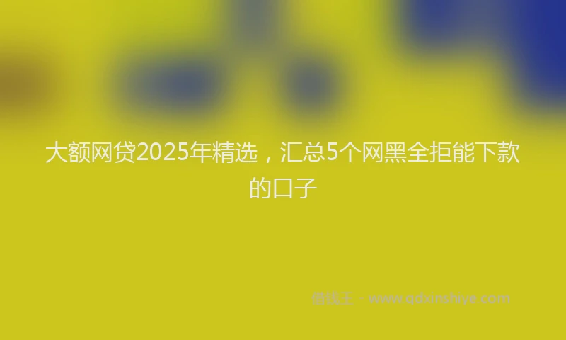 大额网贷2025年精选，汇总5个网黑全拒能下款的口子