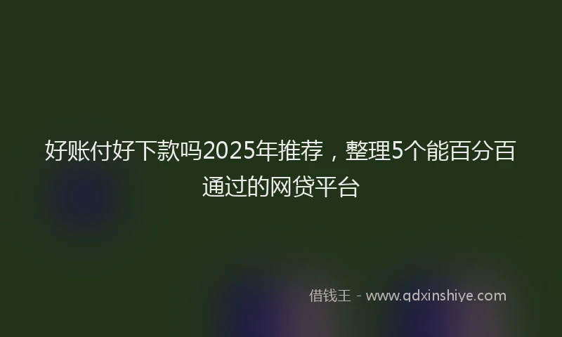 好账付好下款吗2025年推荐，整理5个能百分百通过的网贷平台