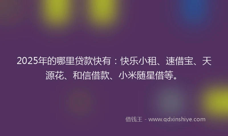 2025年的哪里贷款快有：快乐小租、速借宝、天源花、和信借款、小米随星借等。