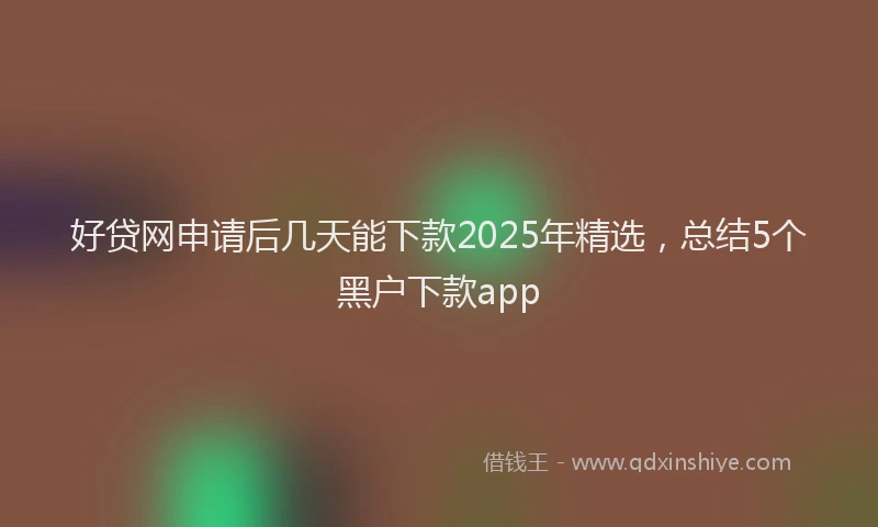 好贷网申请后几天能下款2025年精选，总结5个黑户下款app