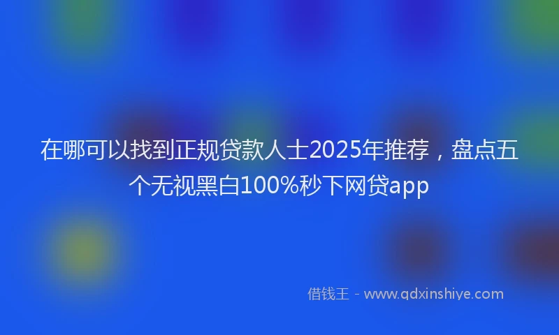在哪可以找到正规贷款人士2025年推荐，盘点五个无视黑白100%秒下网贷app